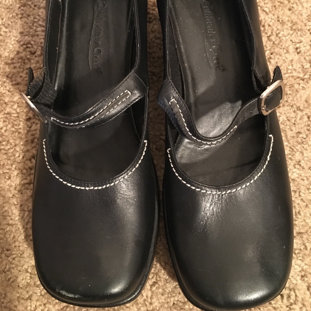 Coldwater Creek Genuine Black Leather Wedge
